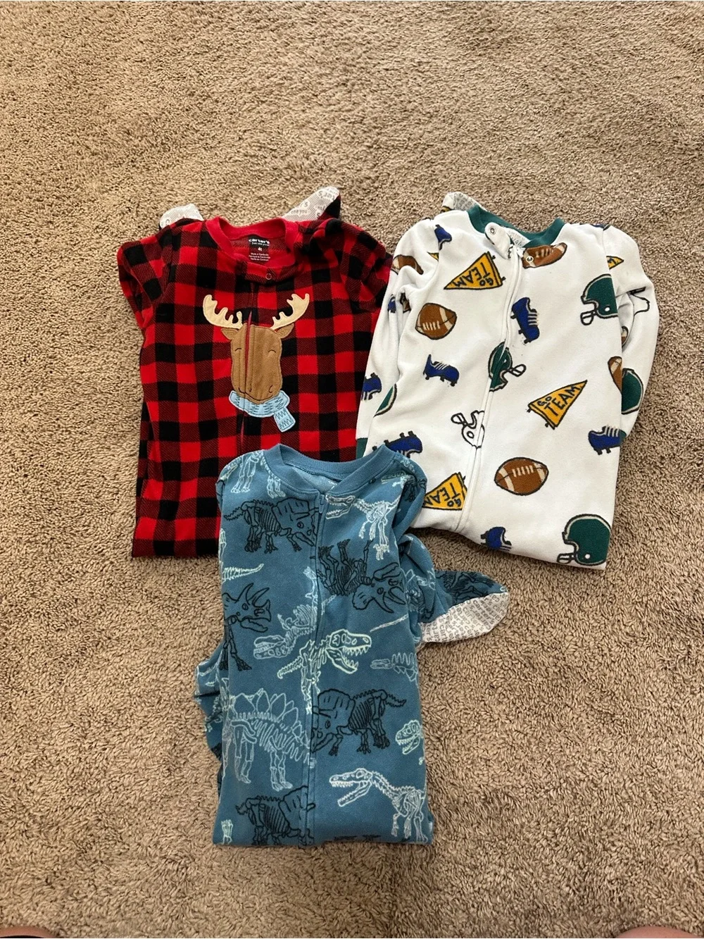 Boys Carters Fleece Footie Pajama Bundle Size 4T